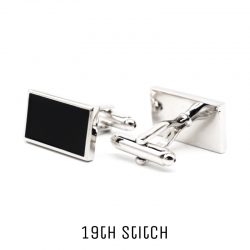 Rectangle Black Silver Plated Cufflink