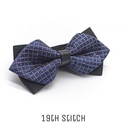 Grid Check Blue with Silver Line Bow Tie