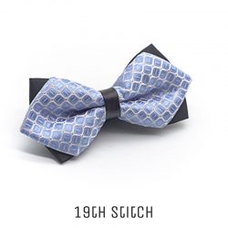 Grid Check Light Blue with Silver Line Bow Tie