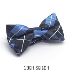 Blue with White Line Plaid Bow Tie