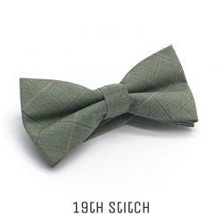 Green with Brown Line Plaid Bow Tie