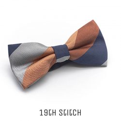 Grey Brown Blue Big Stripe Bow Tie