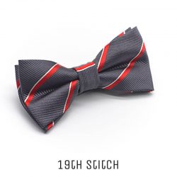 Grey with Red White Stripe Bow Tie