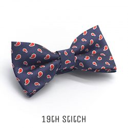 Blue Foulard with Red Comma Bow Tie