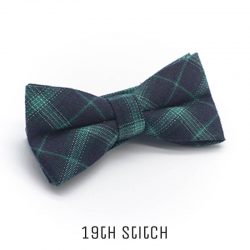 Plaid Dark Blue with Green Line Bow Tie