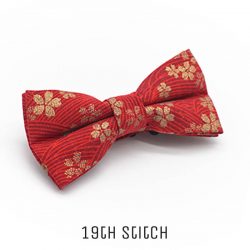 Oriental Red with Gold Flower Bow Tie