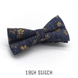 Oriental Blue with Gold Flower Bow Tie