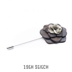 Grey Wooden Olive Flower Lapel Pin