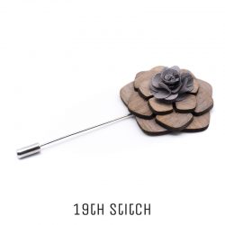 Brown Wooden Grey Flower Lapel Pin