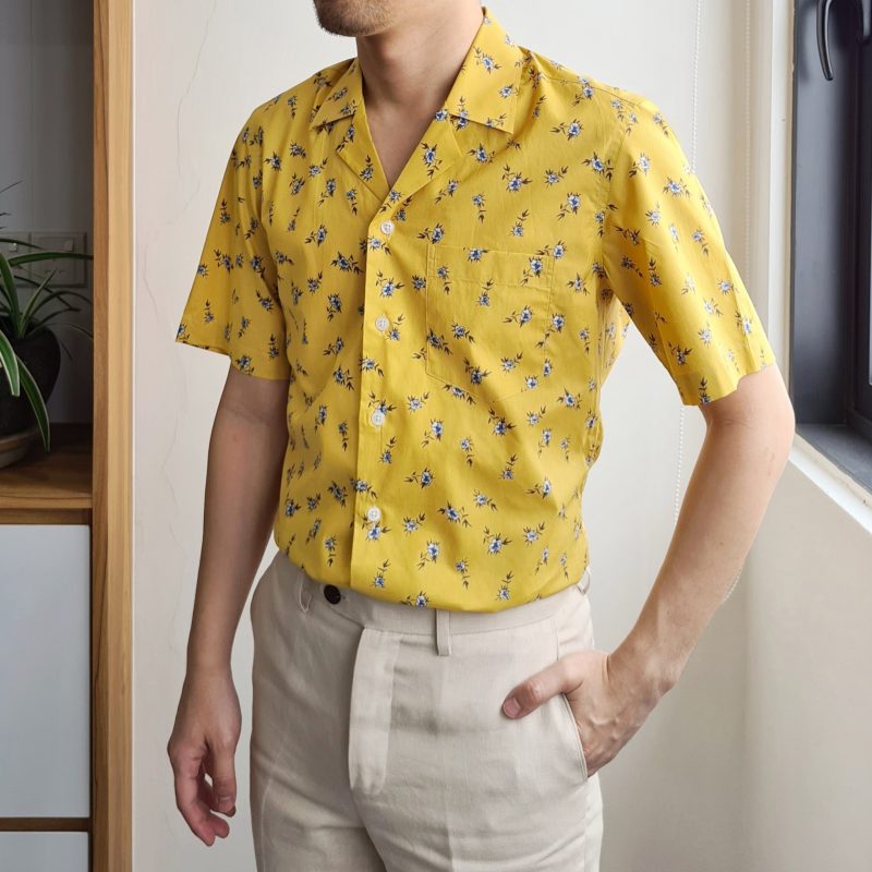 Mustard Floral Print Custom Shirt
