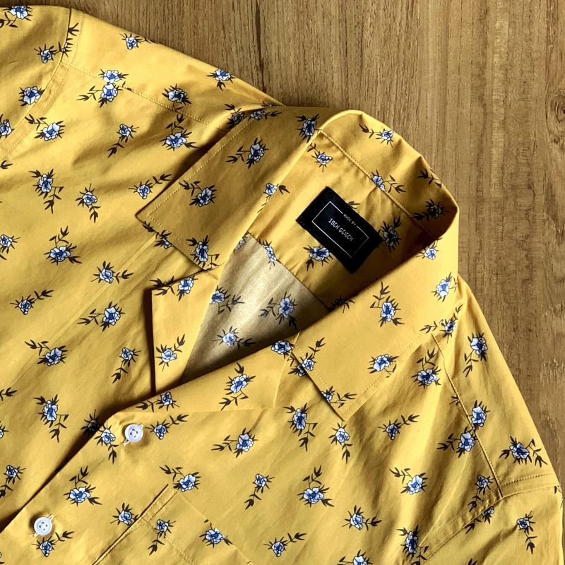 Mustard Floral Print Custom Shirt - Image 3
