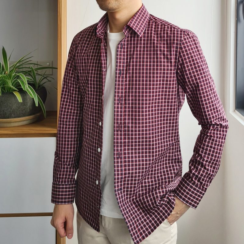 Red and Blue Plaid Cotton Custom Shirts - Image 5