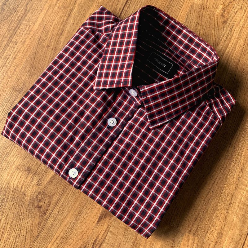 Red and Blue Plaid Cotton Custom Shirts - Image 2