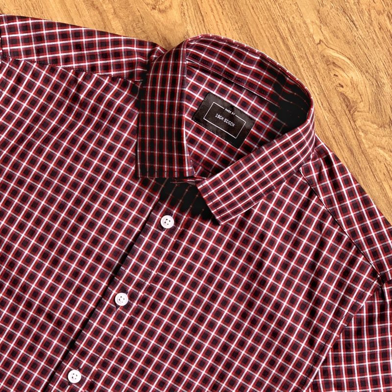 Red and Blue Plaid Cotton Custom Shirts - Image 3