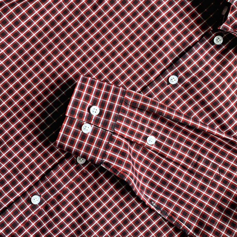 Red and Blue Plaid Cotton Custom Shirts - Image 4