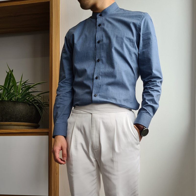 Blue Cotton Yarn Dye Custom Shirt