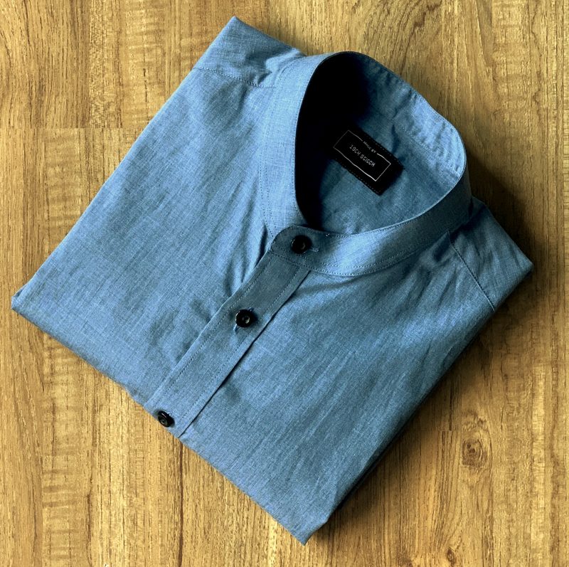 Blue Cotton Yarn Dye Custom Shirt - Image 2