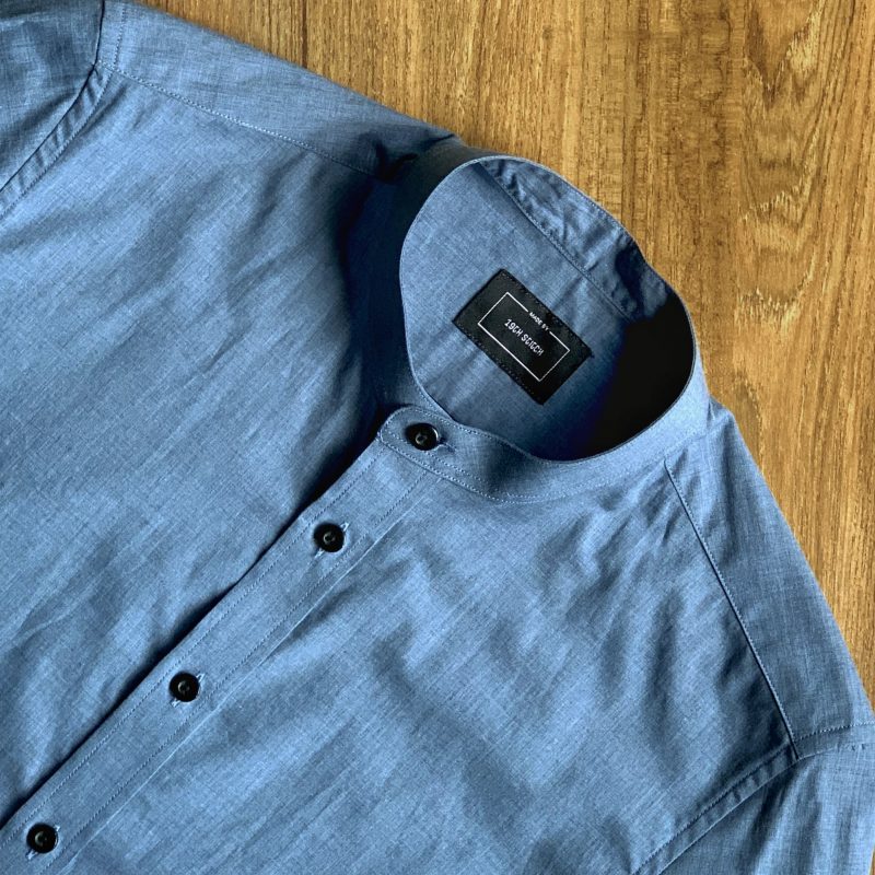 Blue Cotton Yarn Dye Custom Shirt - Image 3