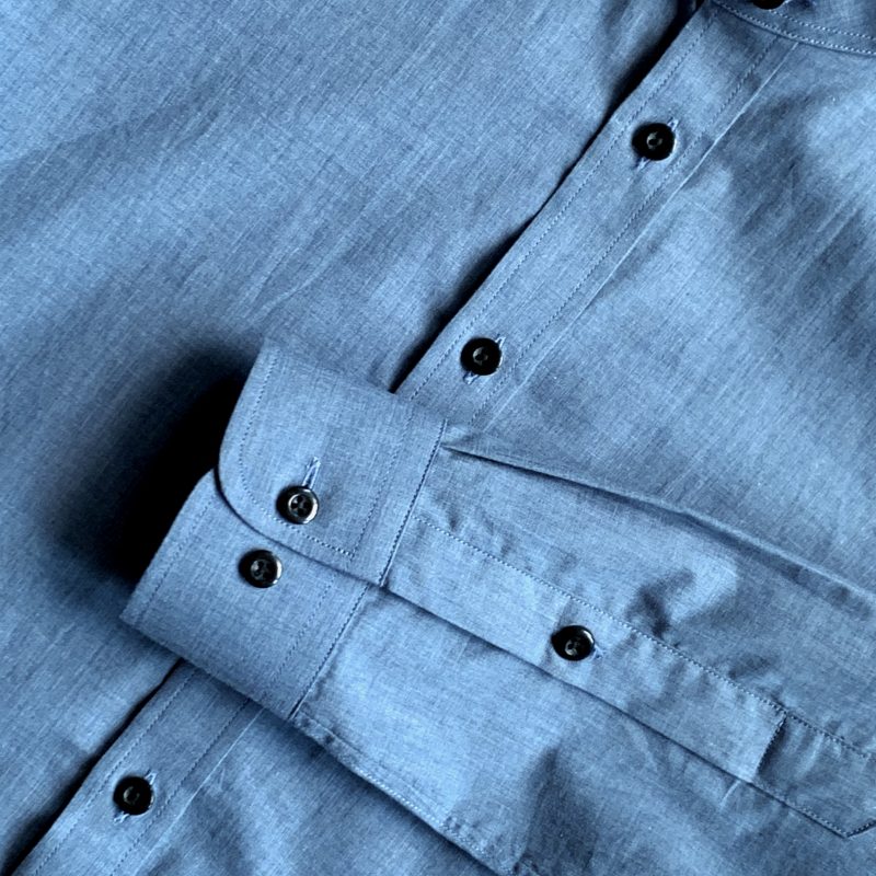 Blue Cotton Yarn Dye Custom Shirt - Image 4