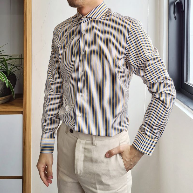 Yellow Blue Multi Stripe Custom Shirt