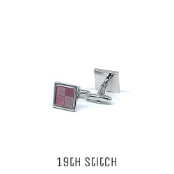 Pink Square Silver Plated Cufflink