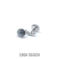 Round Floral Silver Plated Cufflink