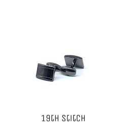 Rectangle Double Line Metal Black Plated Cufflink