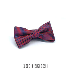 Red Grid with Round Circle Bow Tie