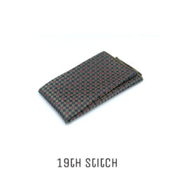 Olive Green Checkered with Red and Blue Dots Pocket Square